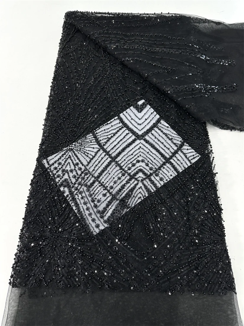 

Light Luxury Fine Workmanship New Fashion Design Fabric Handmade Embroidery Net Lace Beads For Making Women Wedding Dress