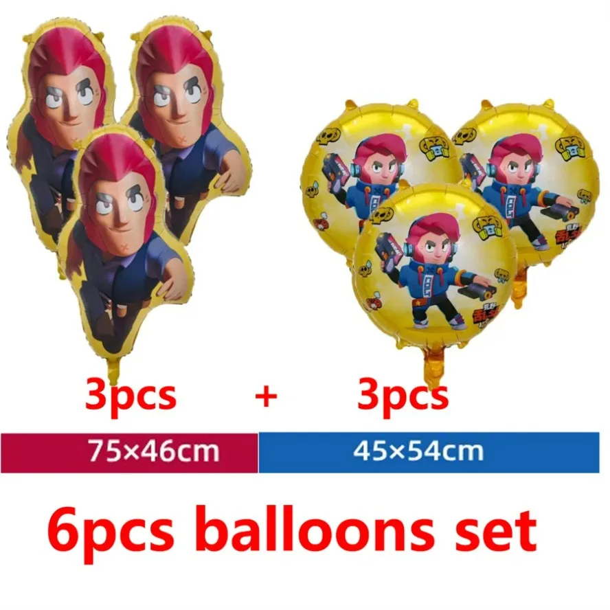 Brawl Stars Party Decoration Happy Birthday Banner Game Background Paper Cake Topper Stickers Tableware Keychain Gifts