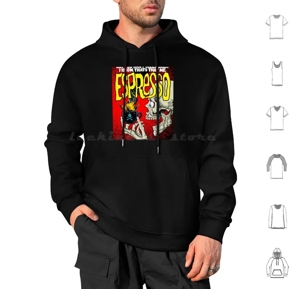 Espresso Hoodies Long Sleeve Coffee Espresso Skull Horror Sleep Deprivation Insomnia Skeleton Skeletons Skulls Comic