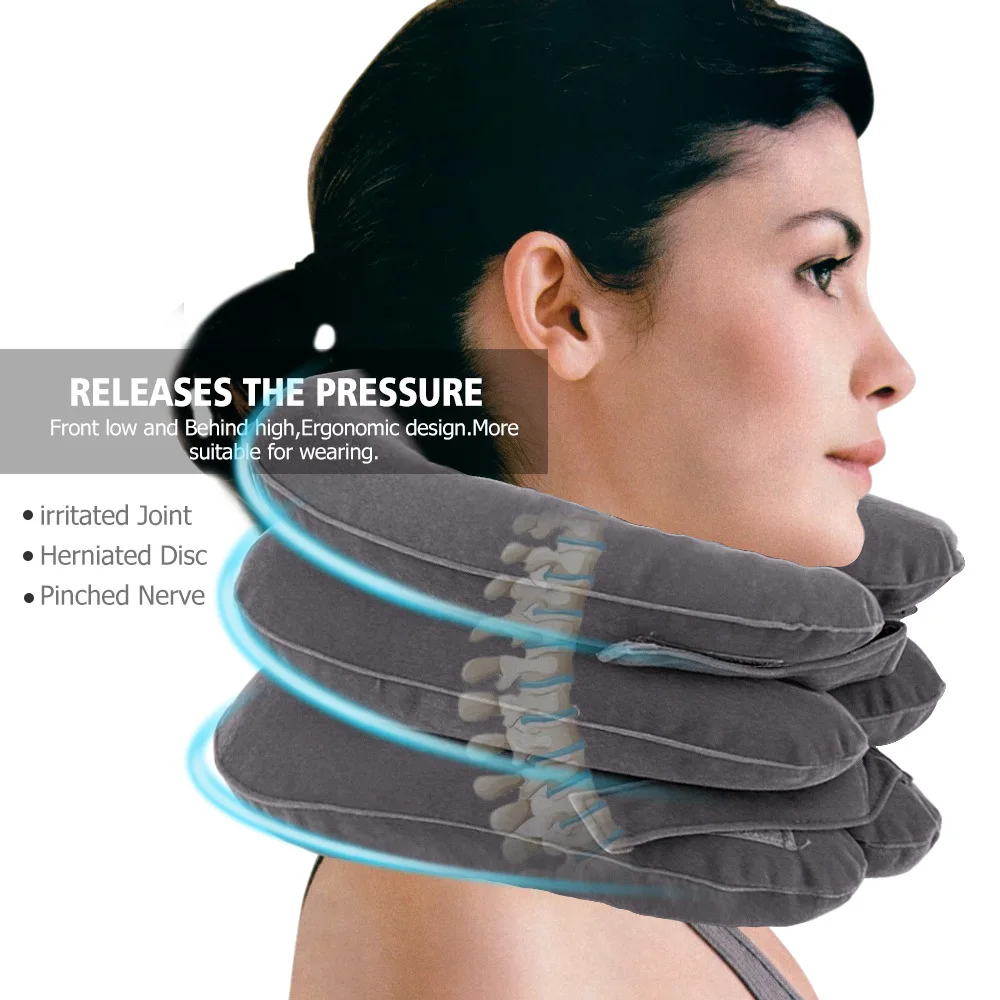 

3-layer flocking inflatable neck guard Portable cervical traction instrument inflatable Neck guard Cervical stretcher Neck brace