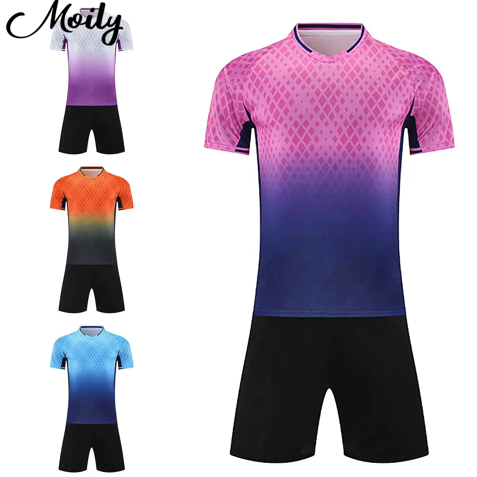

Boys Quick-drying Soccer Uniform Football Sports Training Workout Outfit V-Neck Short Sleeve T-shirt with Pockets Shorts Outfit