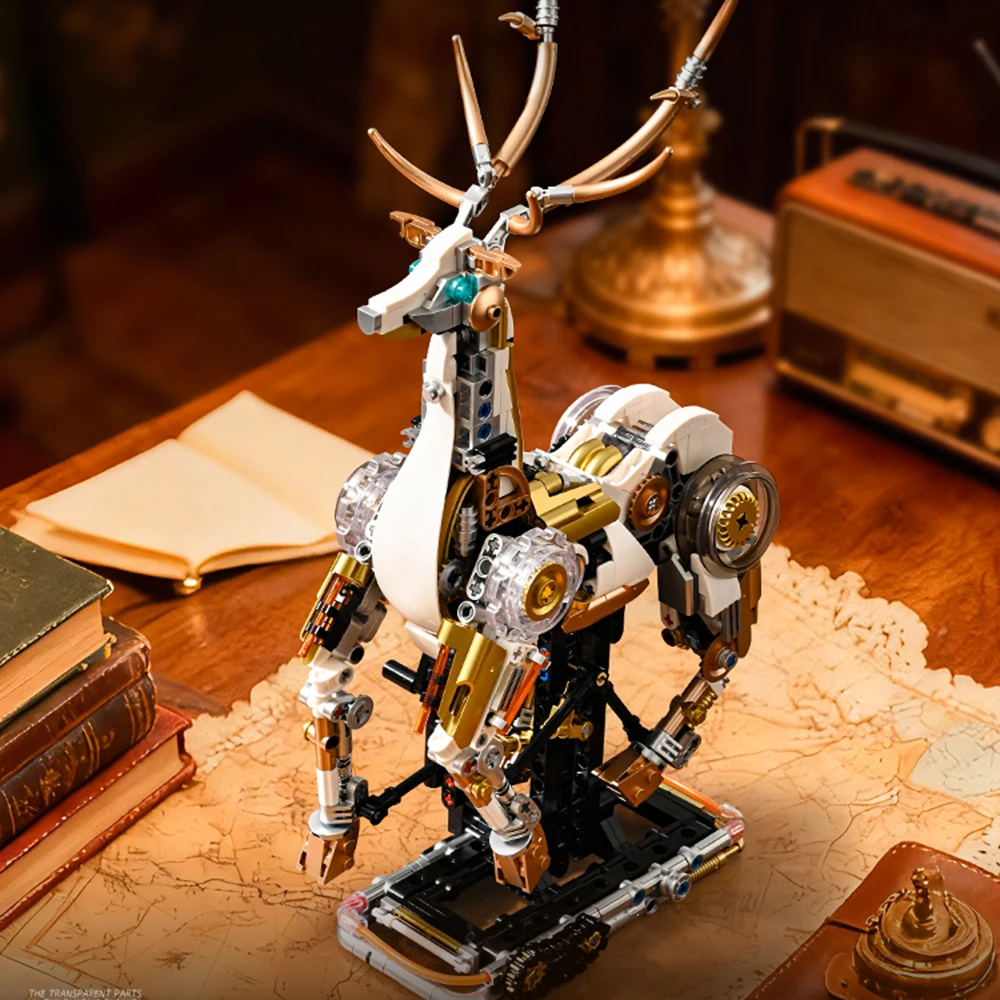 Mechanische Herten Gelede Gezamenlijke Bouwstenen Assemblagemodel Cyber Metal Stijl Educatieve Puzzel Speelgoed Home Display Decor