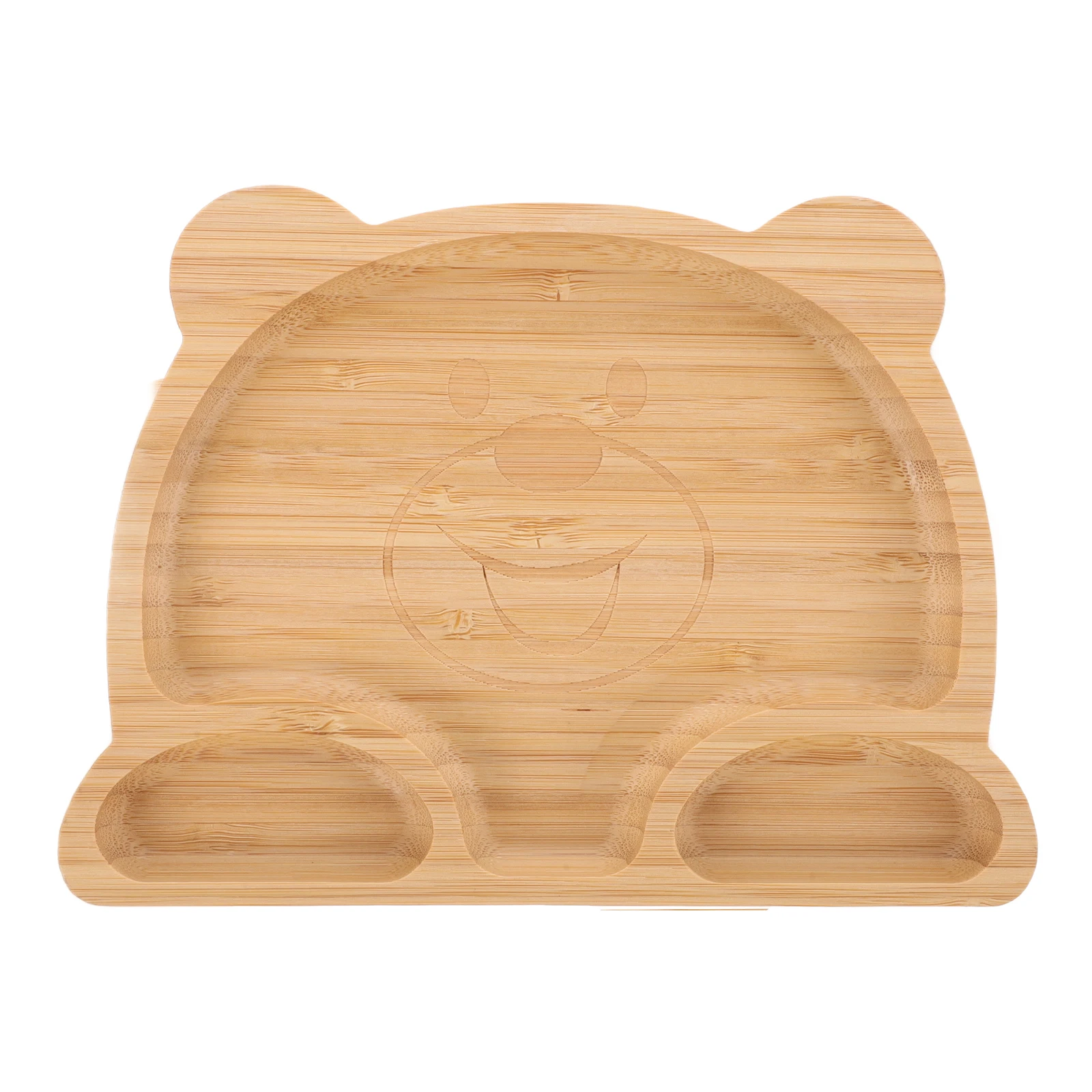 

Bamboo Suction Baby Feeding Plate Toddler Divided Food Bowl Spoon Fork Kids Tableware Set Safe Silicone Cow Design