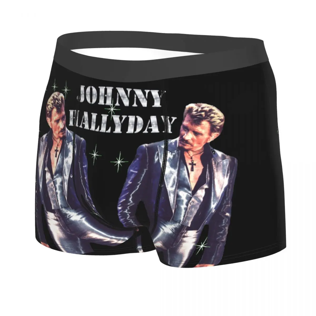 Johnny Hallyday Underwear Men Sexy Print Customized French Rock Singer Boxer Shorts Panties