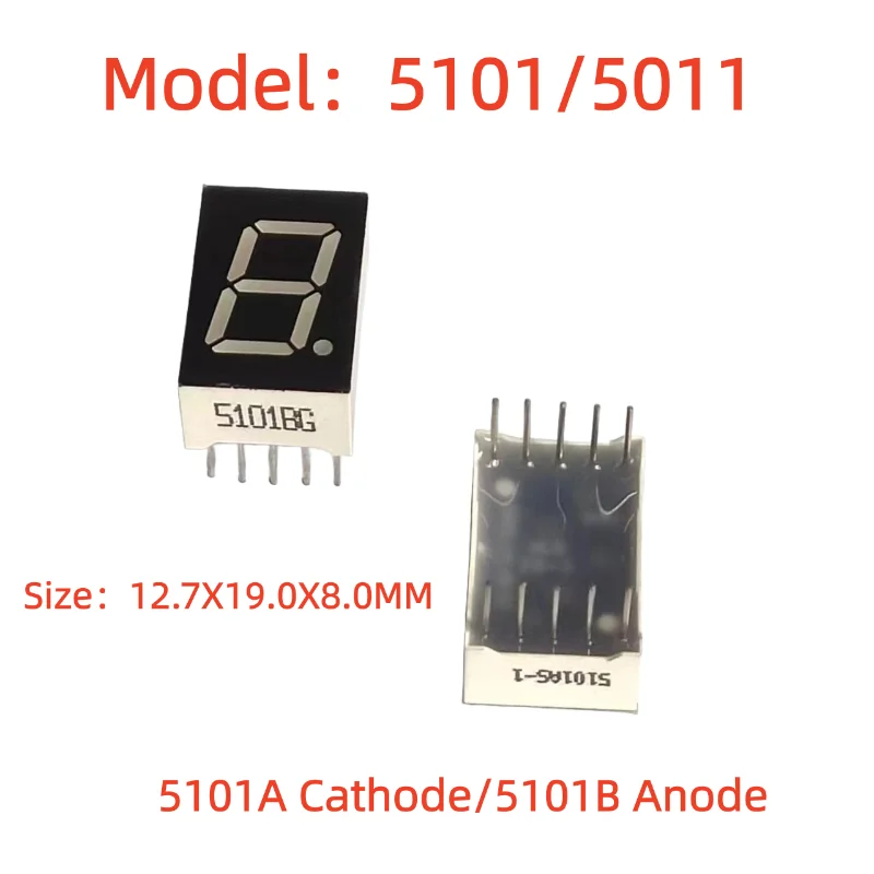 10PCS 0.5 Inch 1 Bit Digital Tube LED Digital 5101 Cathode Anode High Brightness Red Blue White Emerald Green Yellow Emerald