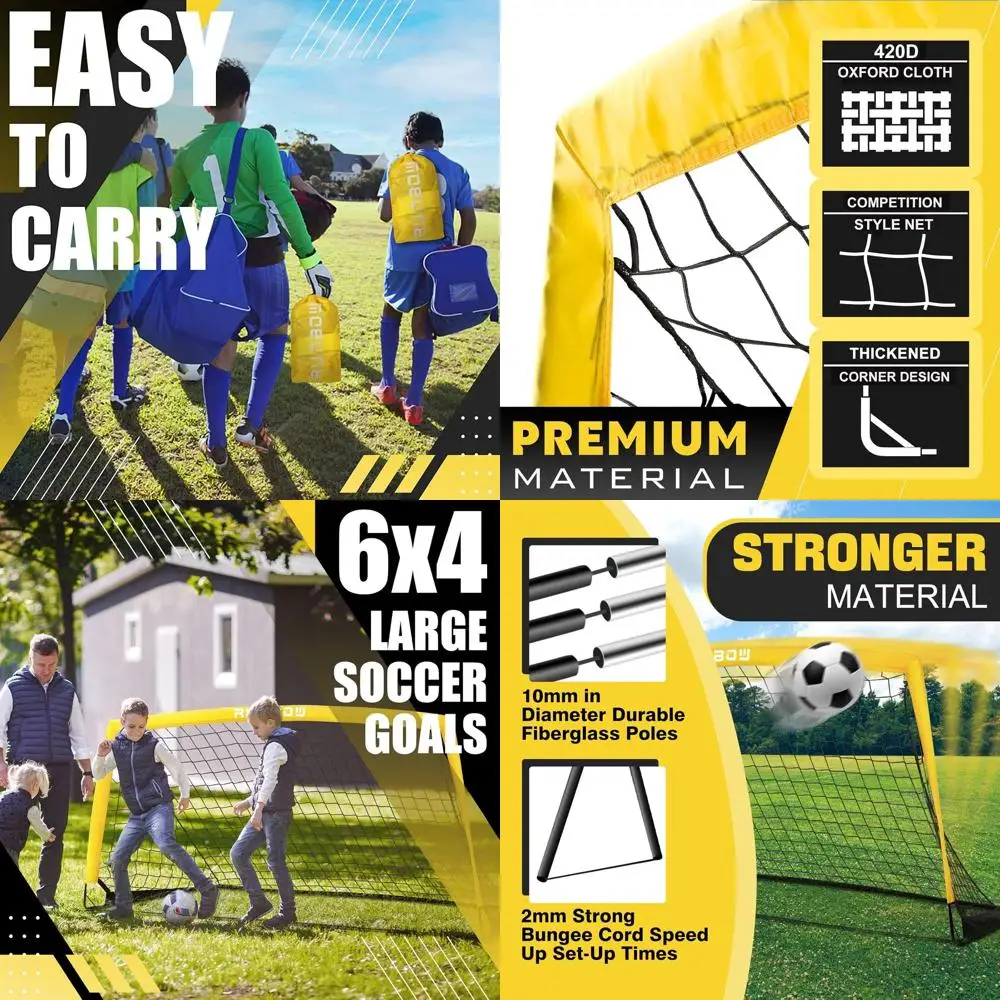 

Portable 6x4ft Soccer Goal with Carry Bag, Ideal for Kids and Adults, Suitable for Indoor & Outdoor Training