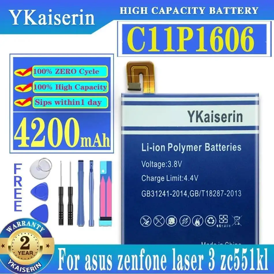 

Долговечный аккумулятор мобильного телефона для Asus Zenfone Laser 3 Zc551kl 4200 мАч C11P1606