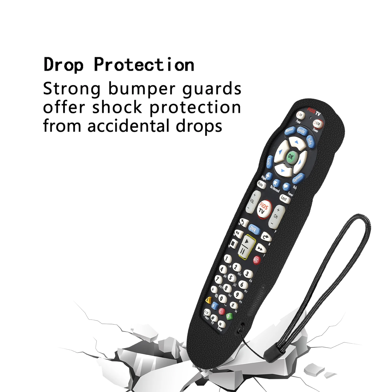 غطاء حماية لجهاز التحكم عن بعد لتلفزيون Verizon mpo 2-Device-in-1 RC2655007/01 غطاء من السيليكون مقاوم للصدمات وغير قابل للانزلاق مع حبل