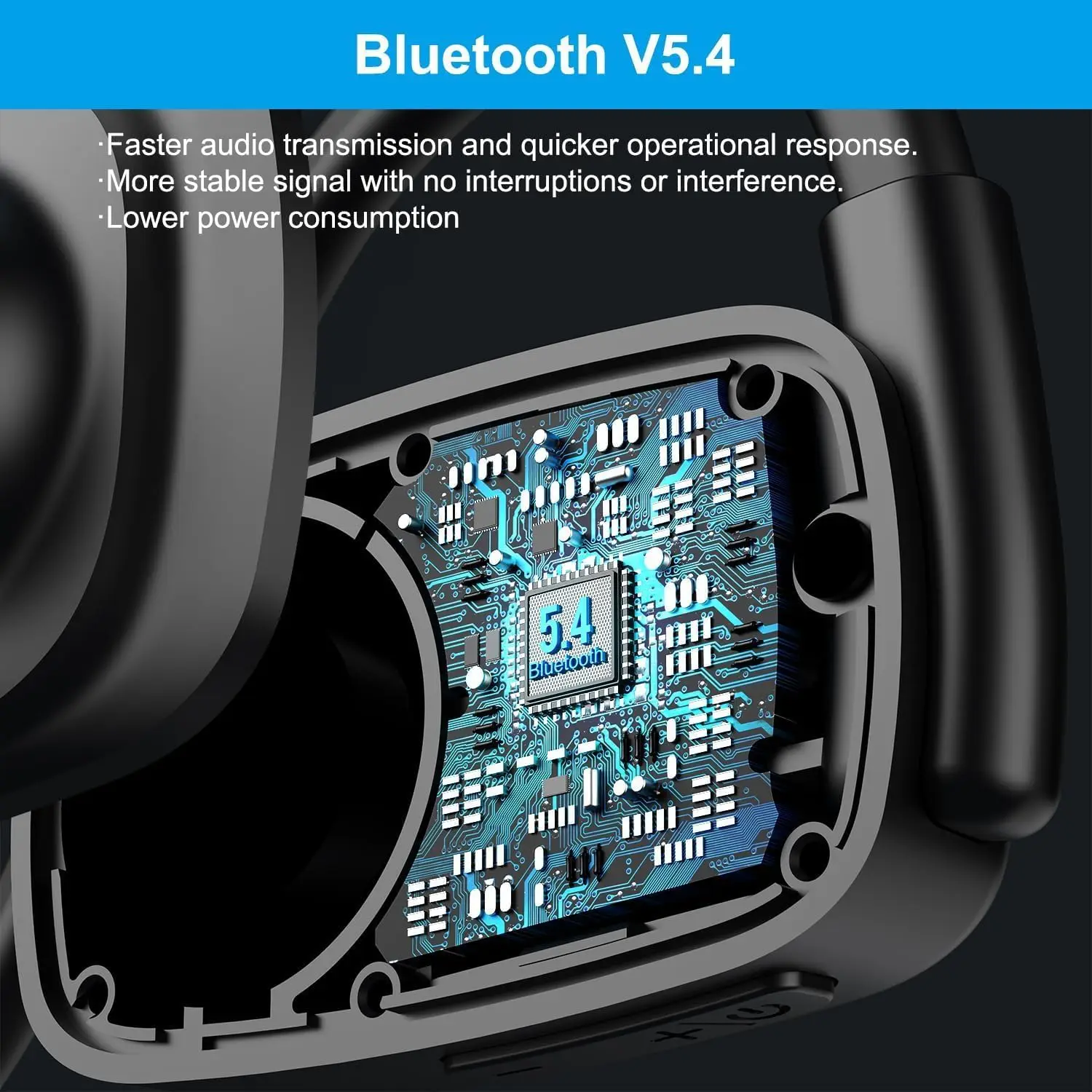 Trucker Bluetooth Headset with DSP Noise Cancelling Microphone Open Ear Headphones for Calling Bluetooth 5.4 Wireless Headsets