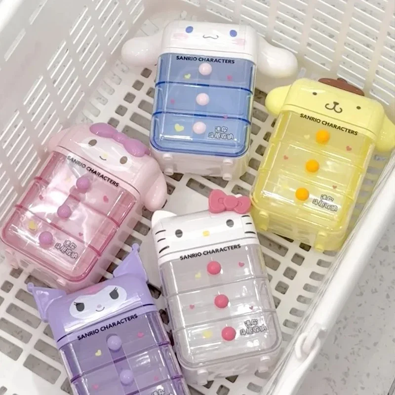 

Мини-органайзер Hello Kitty Melody, ящик для хранения аксессуаров для волос, ювелирный туалетный столик, настольный кавайный подарок для девочек