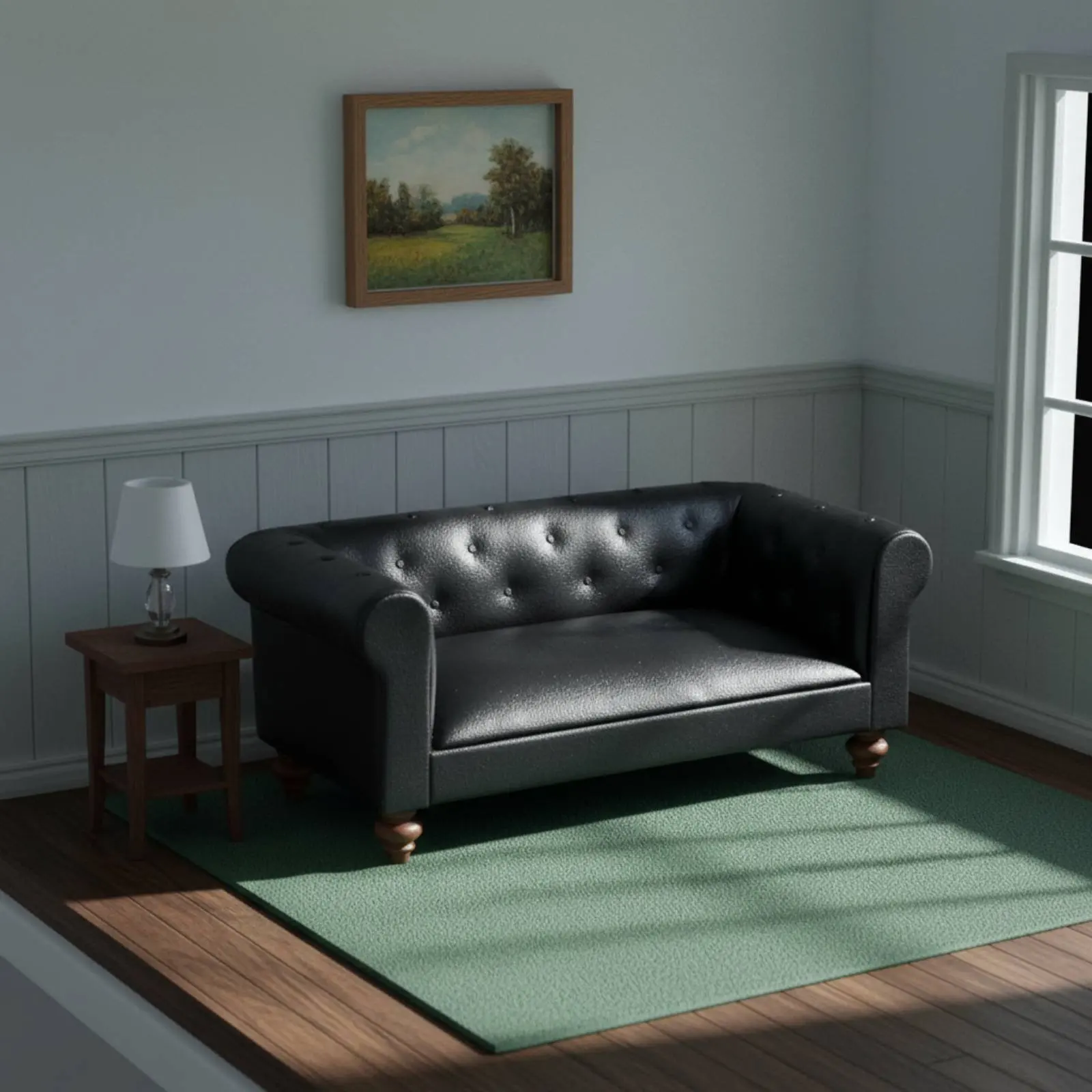 

1:12 Scale Sofa Timeless Design Dollhouse Leather Couch Miniature Loveseat Handmade Miniature Chesterfield Sofa for Collectors