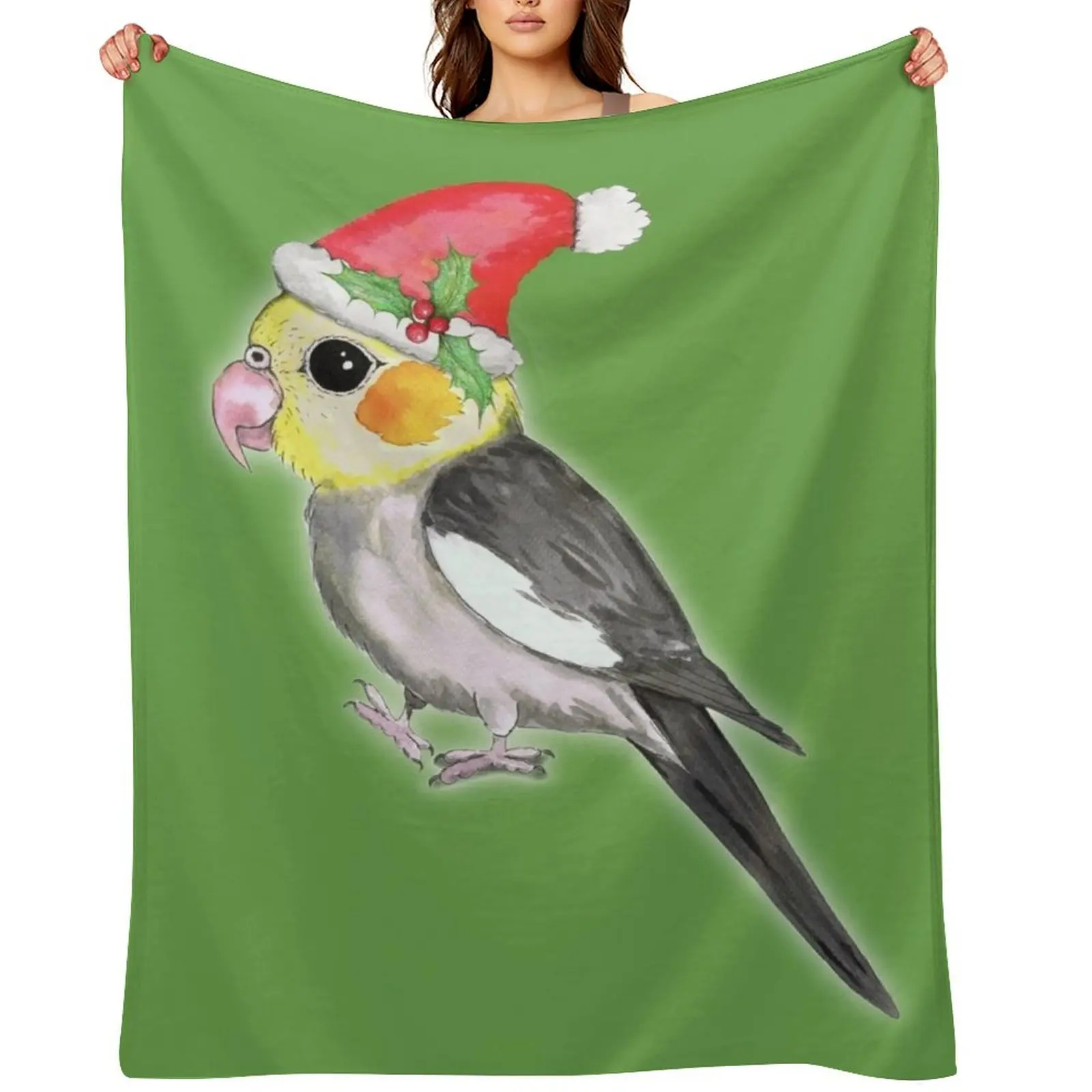 

Christmas cockatiel Throw Blanket Shaggy Moving Soft Beds Plaid Blankets