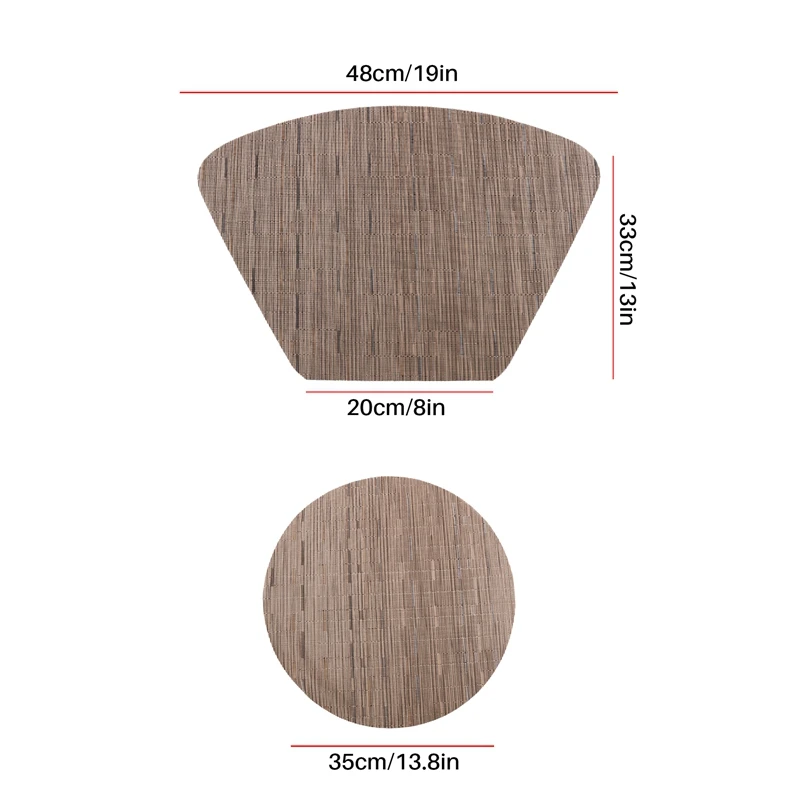 Round Placemats For Round Table Wedge Kitchen Place Mats With 1 Round Piece Heat Insulation Stain-Resistant Vinyl Woven Place Ma