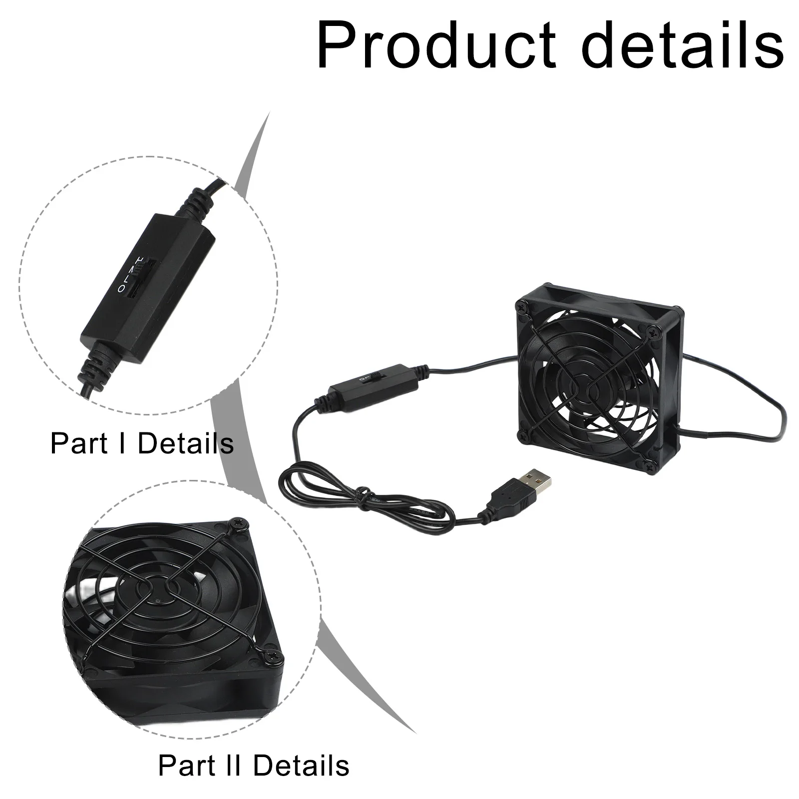 

Indoor Cooling Compact Spaces USB Fan PC Fan 8 X 8 Cm Metal Mesh Protection Imported Ball Bearings USB Powered Fan