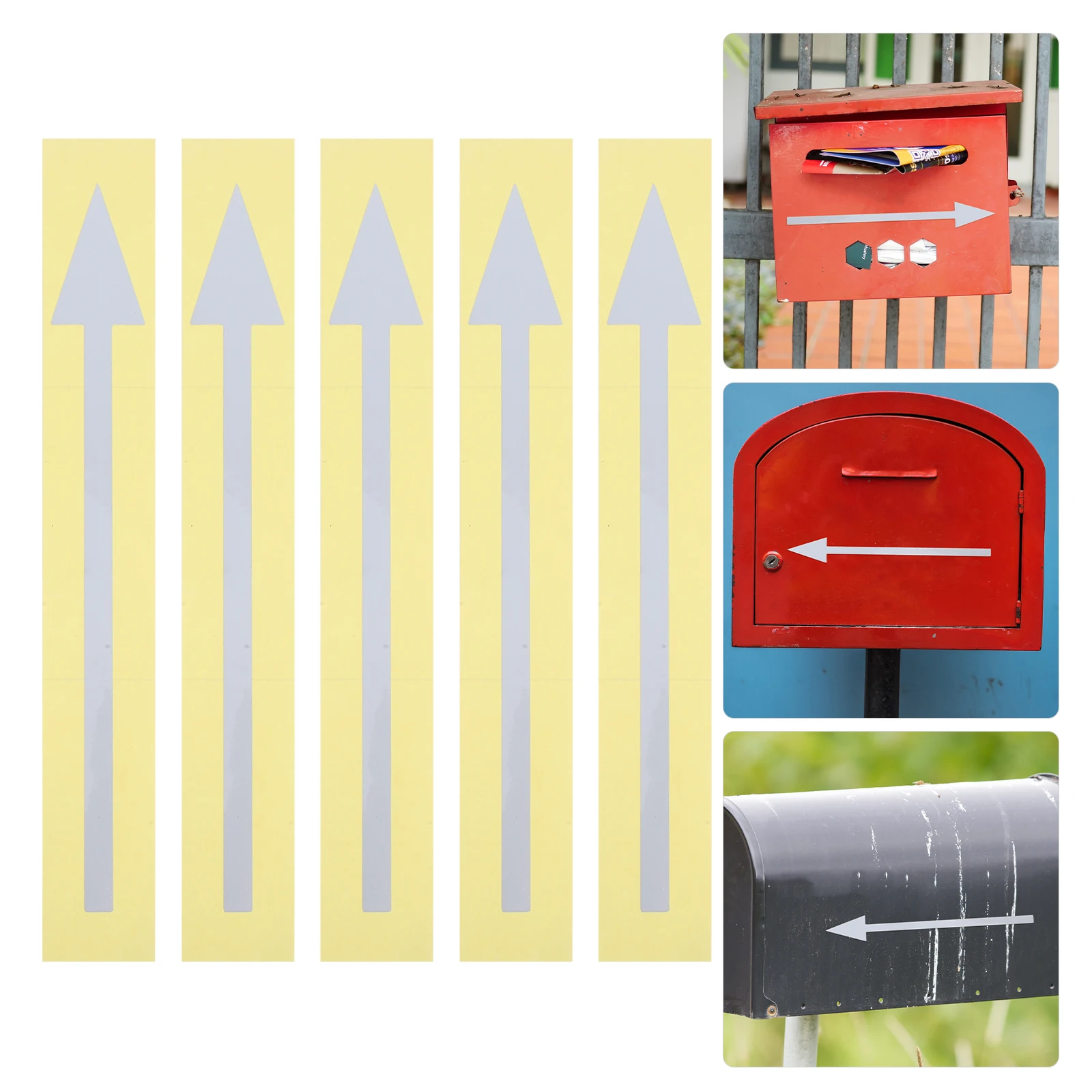 5pcs Reflective Mailbox Stickers Directional Decals Self-Adhesive Mailbox Marking Arrow Floor Waterproof Large