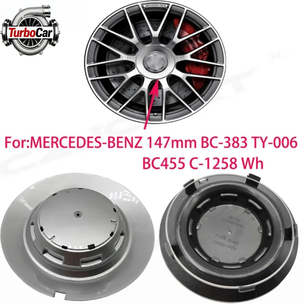 

Silvery 147mm Wheel Center Hub Cover Cap BC-383 BC383 For MERCEDES-BENZ Compatible With BC455 C-1258 C-1258-LA5B TY006 TY-006