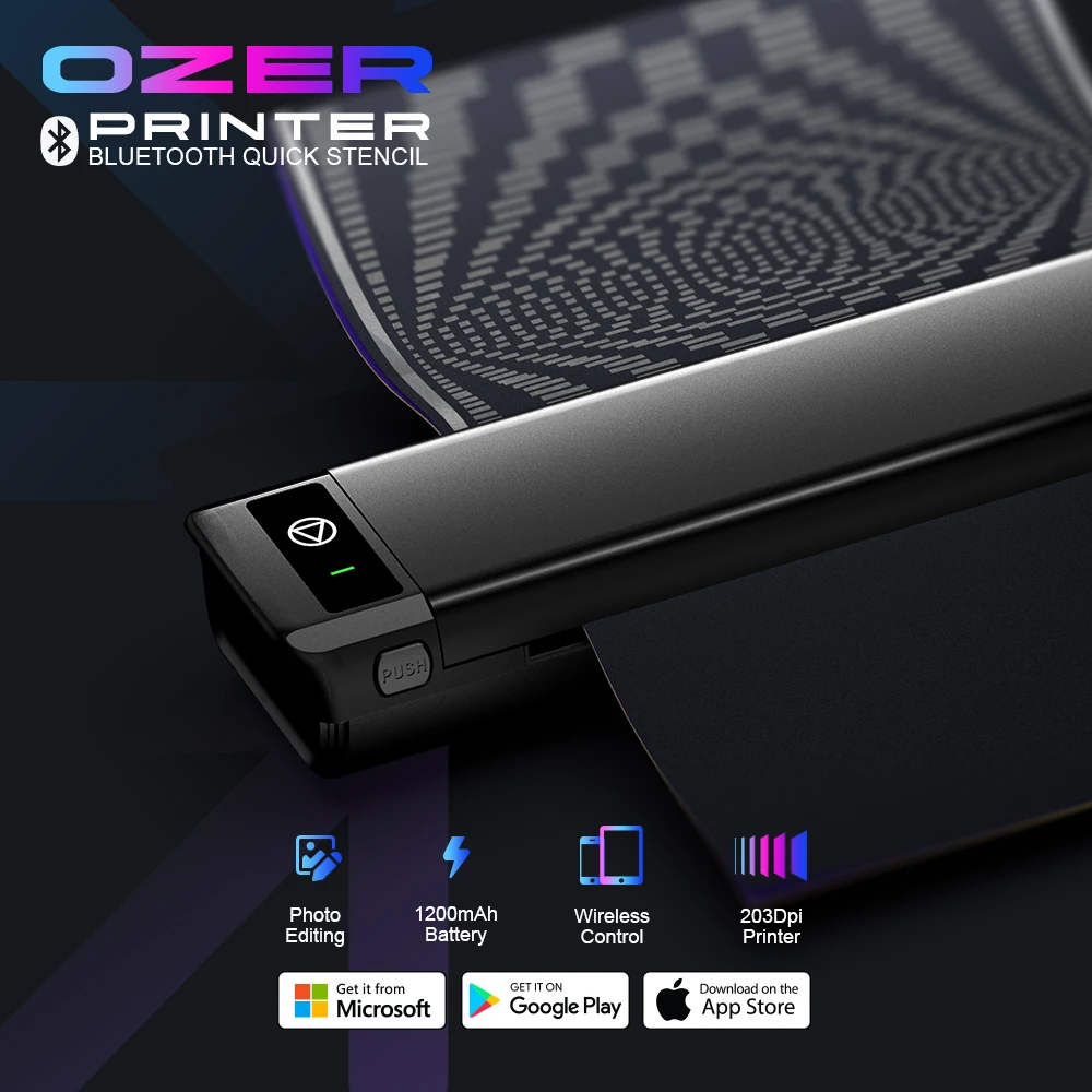 OZER Wireless Tattoo Bluetooth Transfer Stencil Printer Inkless Transfer Thermal Copier Machine Compact Printer, Quick Stencil