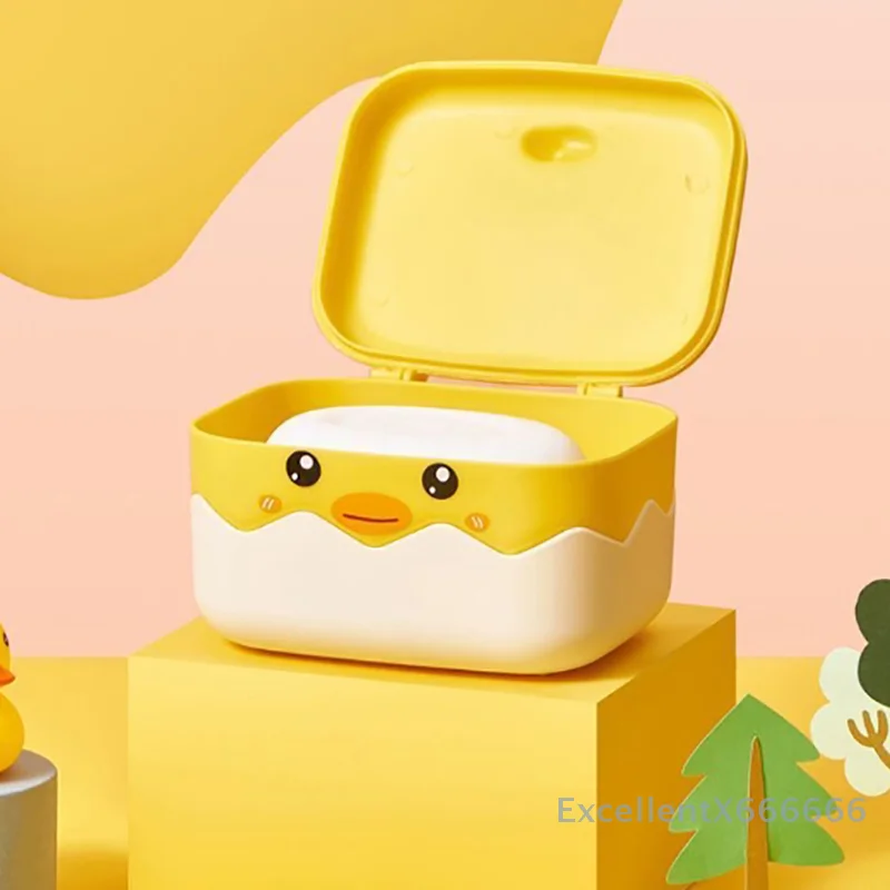 

Soap Box in Duck Shape Plastic Cartoon Design Drainable Bathroom Accessory 1PC