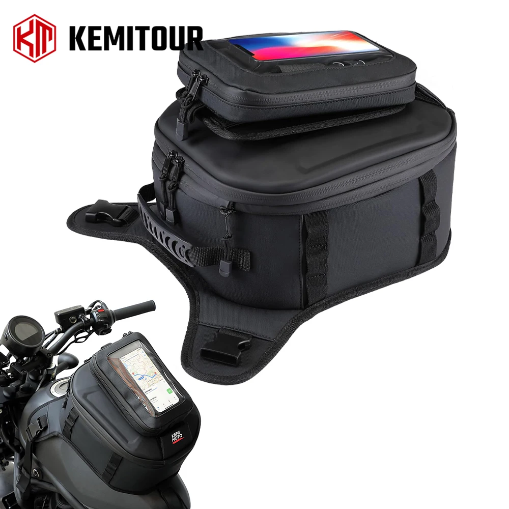 

Expandable Motorcycle Tank Bag EVA Hard Shell Tank Storage Bag with Phone Holder Rain Cover Strap Mount for Motorbike Riders Bag