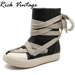 Rick Vintage Women and Men High-top Knight Boots Thick ShoeLace Casual Shoes Unisex Pentagram Motorcycle Boots Comfort Sneakers