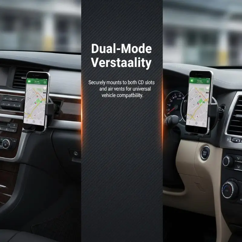Suporte Universal para Celular com Encaixe para CD Automotivo, Base Esférica de 17mm, Suporte Ajustável para Chamadas Mãos-Livres