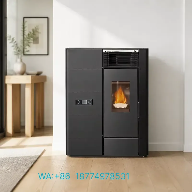 for PANSEE PM-120 Eco Friendly Ultra Thin Freestanding Pellet Stove WiFi Auto Feeding Dual Air Outlet Carbon Steel Home