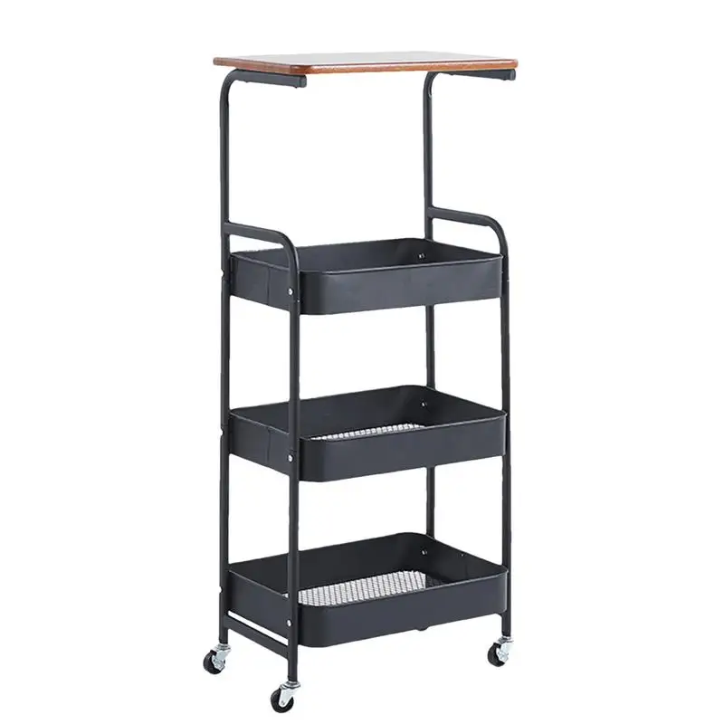 

Kitchen Rolling Cart Kitchen Slim Cart Rolling Bathroom Multi-Layer Shelf Silent Rolling Shelves Utility Cart With Drainer