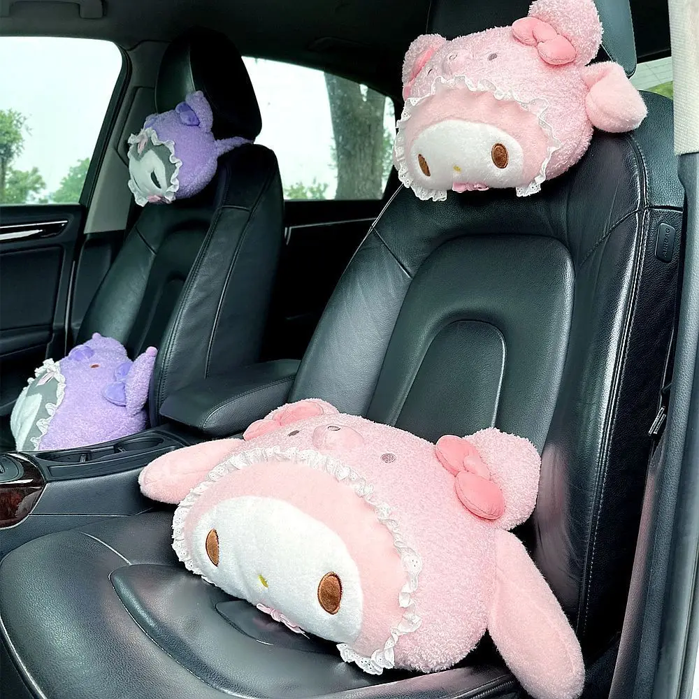 Nieuwe Sanrio Hello Kitty Pluche Auto Hoofdsteun & Taille Kussen Set Nekbescherming Kussen Zetel Taille Ondersteuning Zachte Auto-interieur