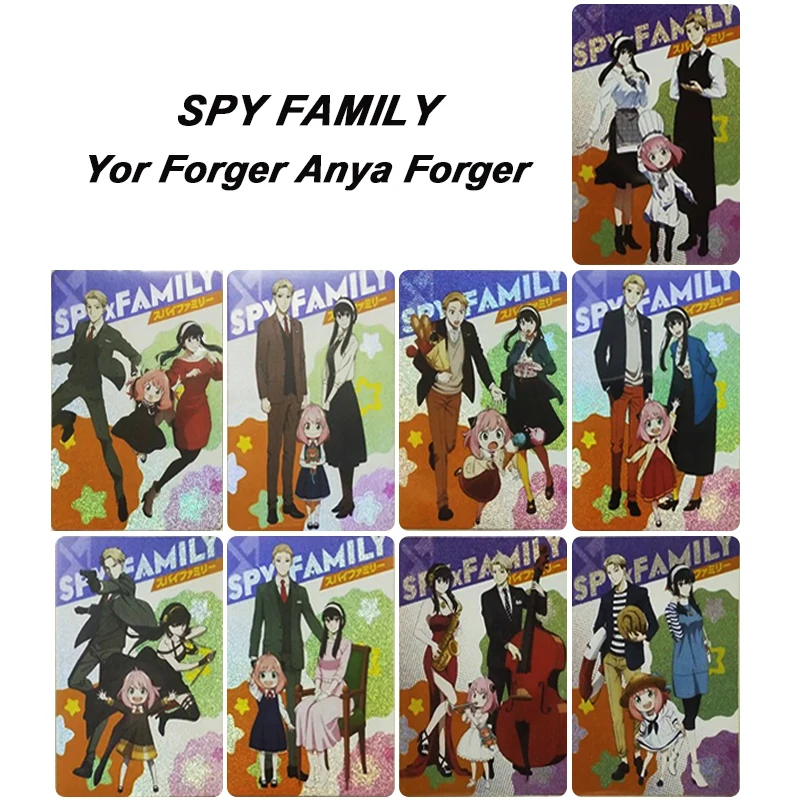 

DIY 9pcs/set SPY FAMILY Yor Forger Anya Forger Bronzing Flash card Anime collection card Board game card toys Christmas gift