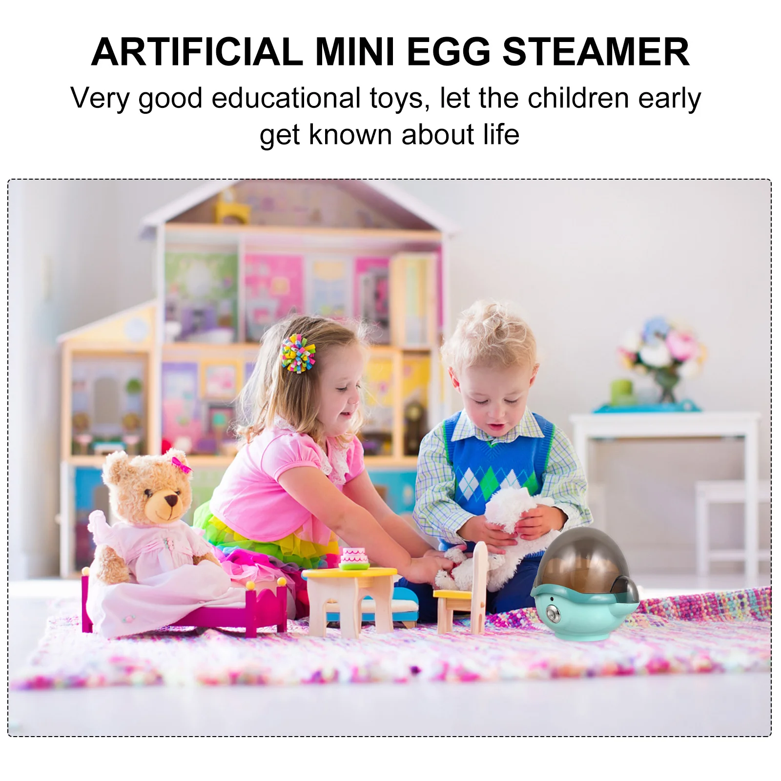 Mini Egg Steamer For Kids Pretend Play Educational Simulation Appliances Decor With Lights Sound Effects Small House