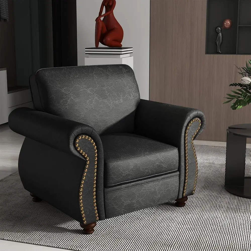 

Century-Era Riveted Steel Sofa in Grey, Single Seat