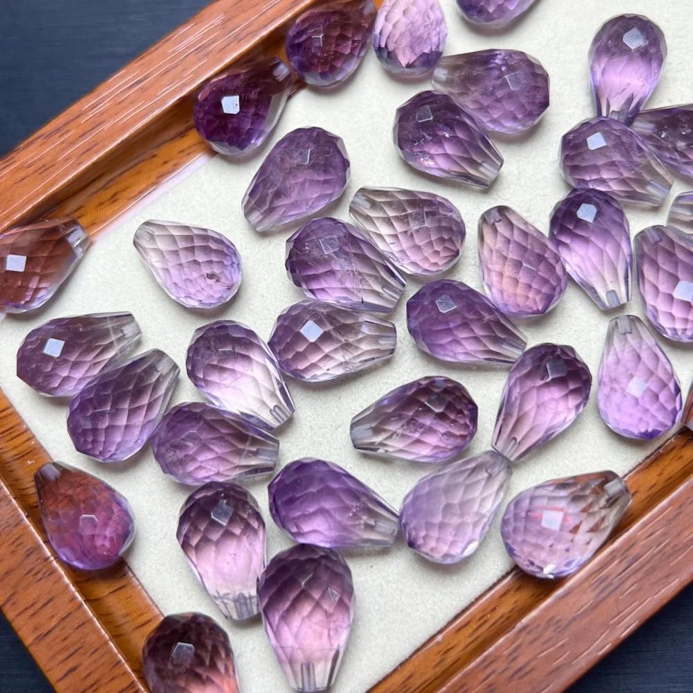 Juego de 5 Colgantes de Amatista Natural en Forma de Lágrima, Joyería de Moda Fengshui, Cristal Tallado, Accesorios DIY para la Creación de Joyas