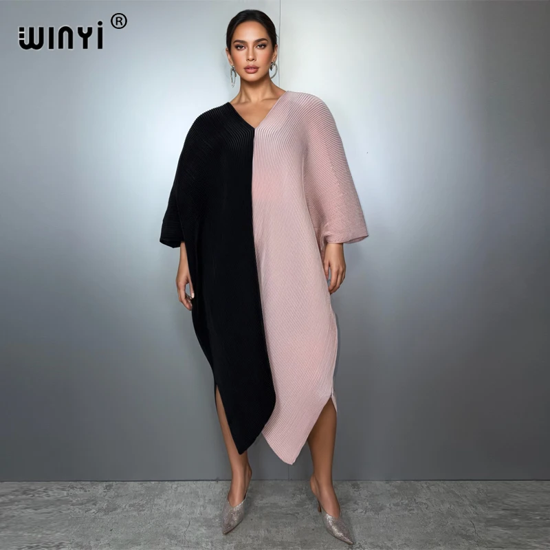 Sukienka damska WINYI, elastyczna, długa, luźna, w stylu boho, maxi, sukienka typu robe, vestidos, elegancka sukienka plisowana na wakacje, imprezę, modny kaftan.