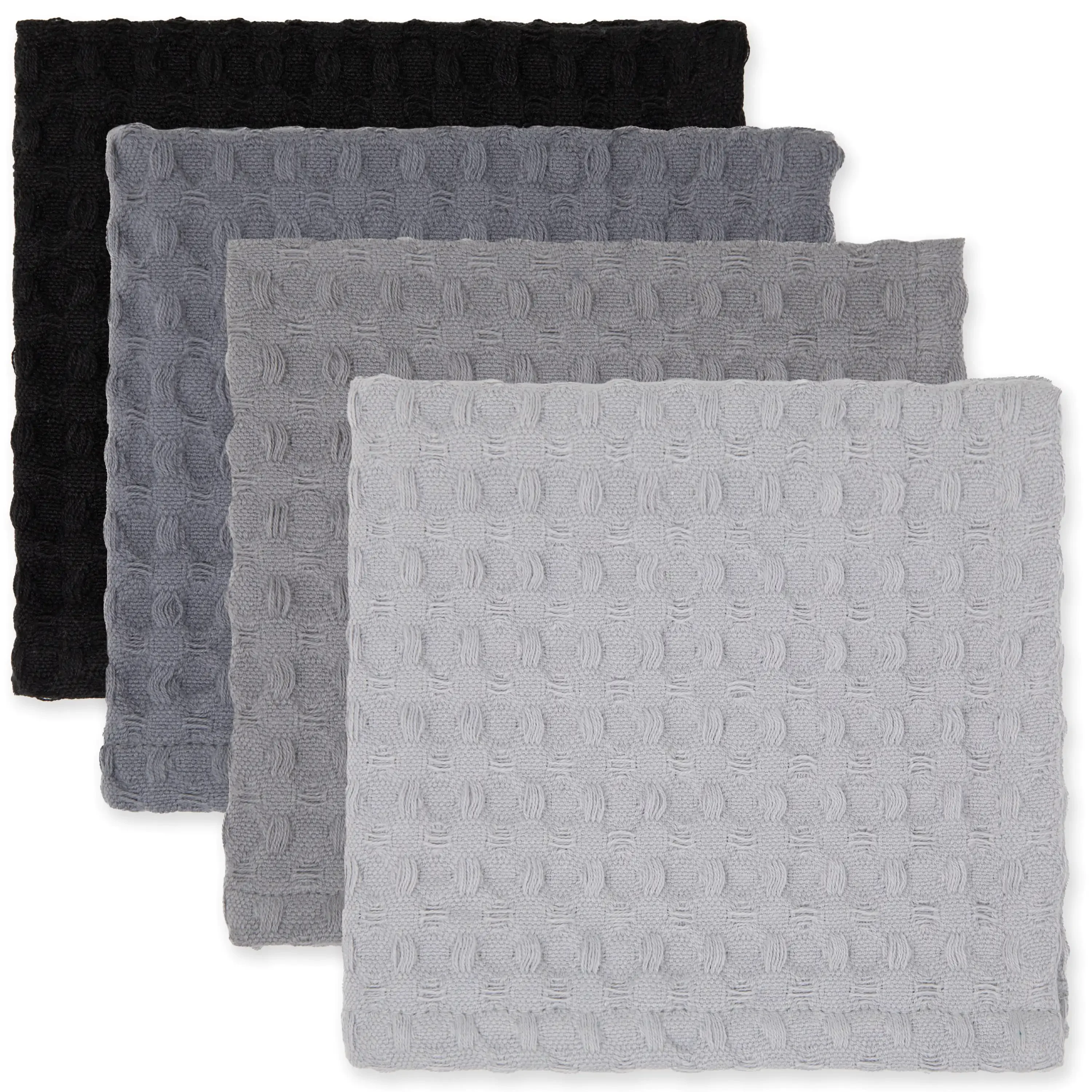 Cotton Waffle Dishcloths, 4 Pieces, 12 in x 12 in, Gray