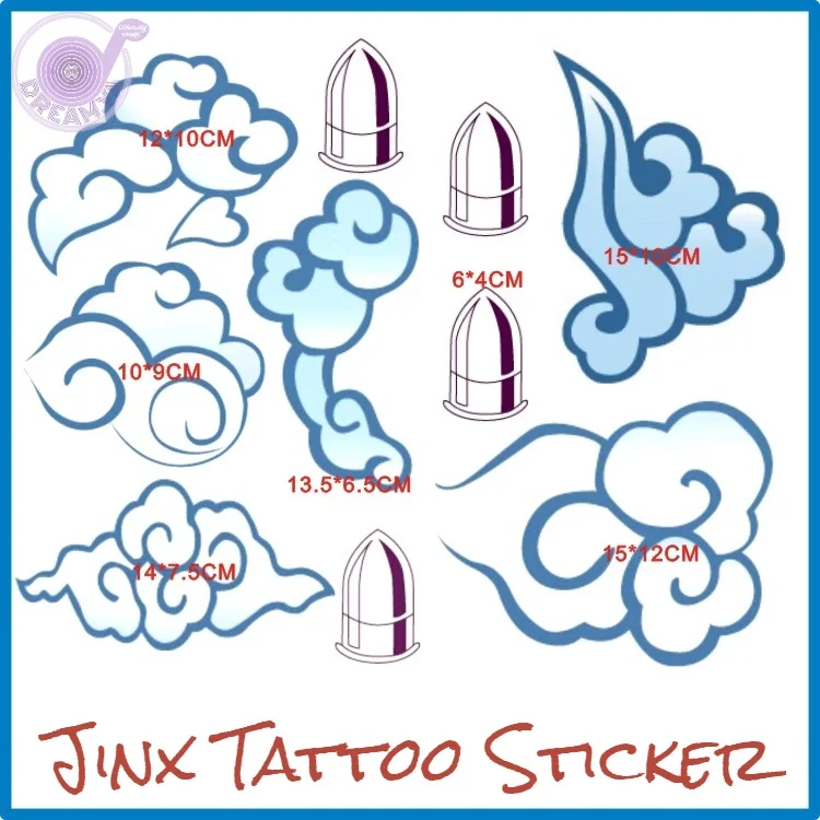 

1set Jinx LOL Temporary Fake Flash Tattoo Sticker Tattoo Cosplay Prop Accessory Halloween Party Carnival