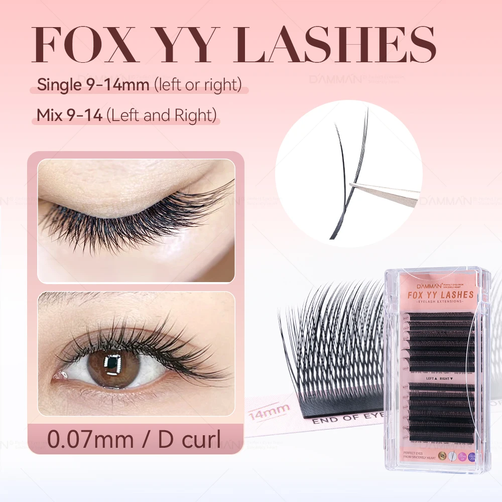 

Lash Extension Slant Flying YY Lashes 0.07mm Thickness Matte Black D Curl Eyelashes Mix 9-14mm False Eyelash For Salon Supplies