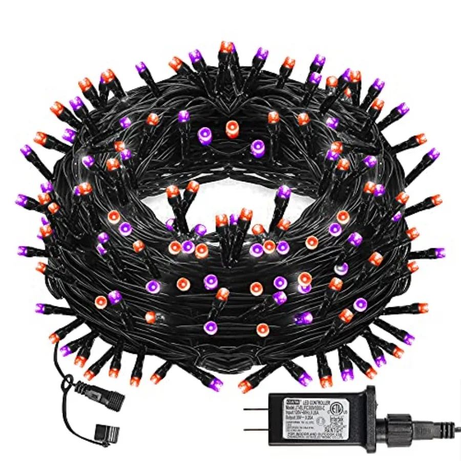 Halloween String Lights, 66Feet Connectable Black Wire 8 Modes String Lights, Waterproof Christmas Decorations for Indoor Outdo