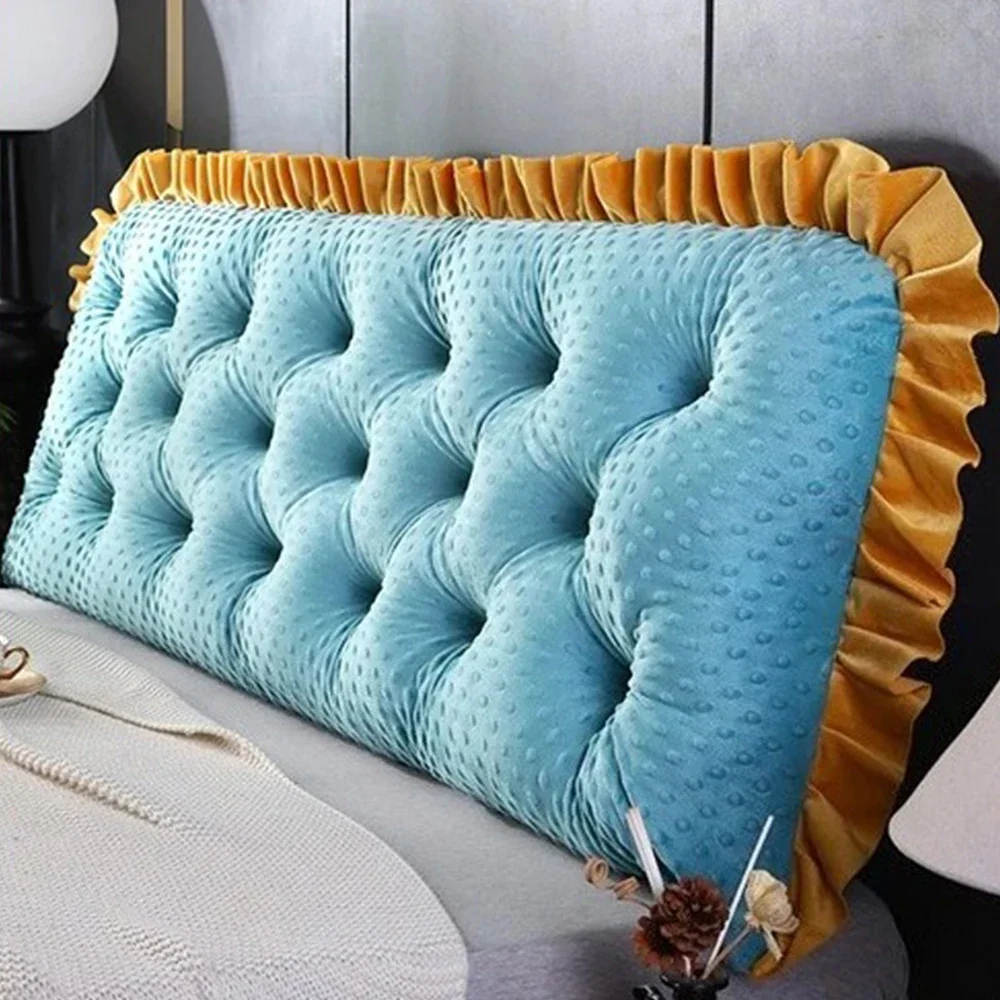 Ruffled Edge Headboard Pillow Sofa Bed Non-slip PP Cotton Filling Backrest Cushion Soft Camping Pillow for Tatami Home Bedroom