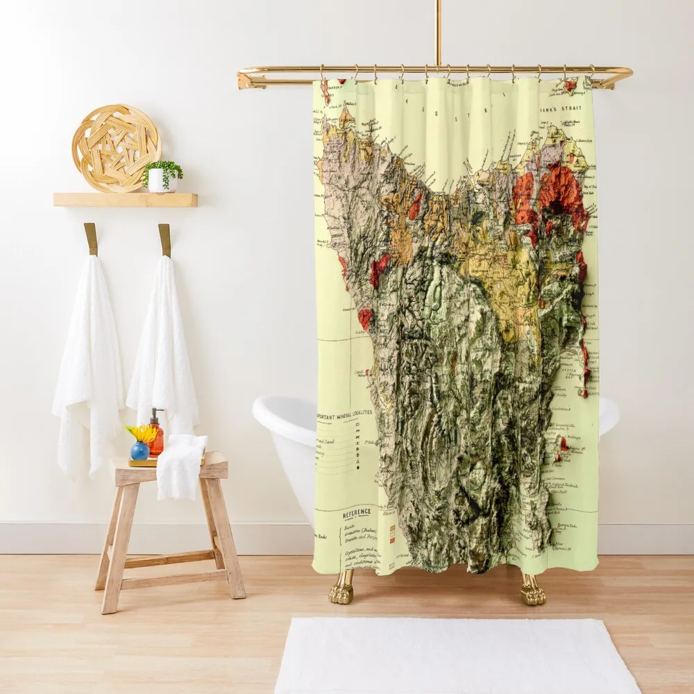 

1884 Tasmania Geological Map 3D digitally-rendered Shower Curtain For Bathrooms Cover Shower Set Anime Bathroom Curtain