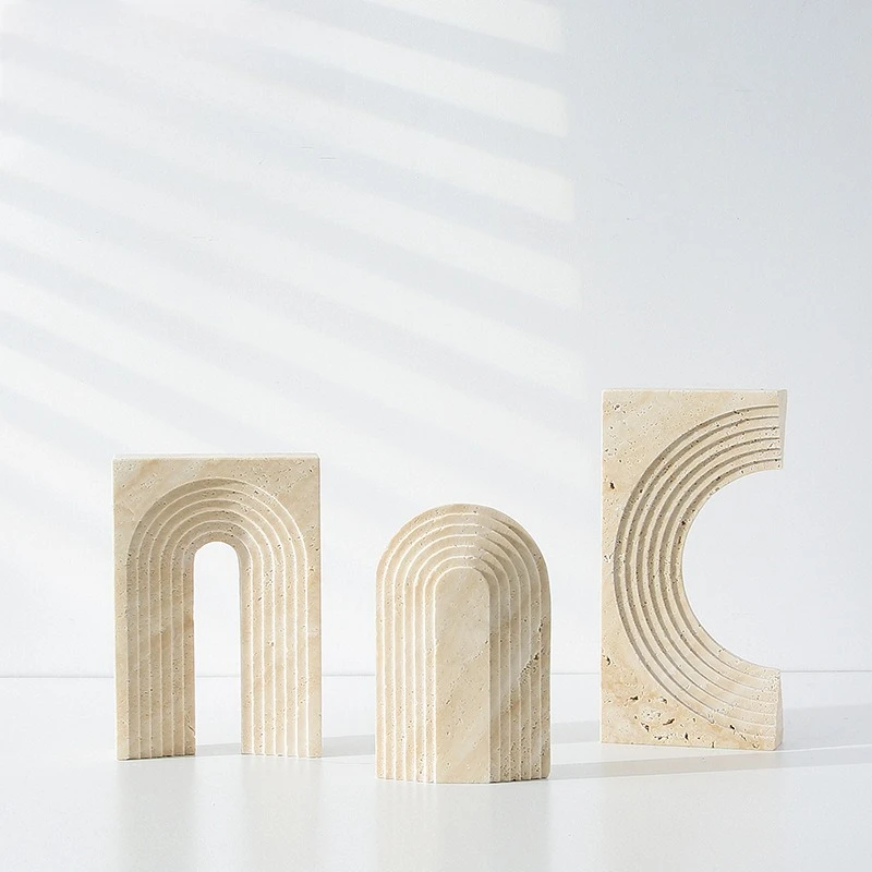 Wabi Silent Wind Travertine Arched Entrance Ornament Sales Office Bookcase, Soft Decoration Art Crafts Stone Rough Stone