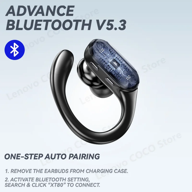 XT80 True Wireless Bluetooth Headphones Sports Earphones TWS Waterproof Headset LCD Power Display Noise Reduction Earbuds