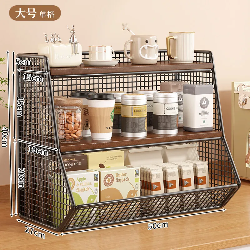 Desktop Rack,  Multi-functional Layered Finishing,  Cup Holder, Tea Bag Storage