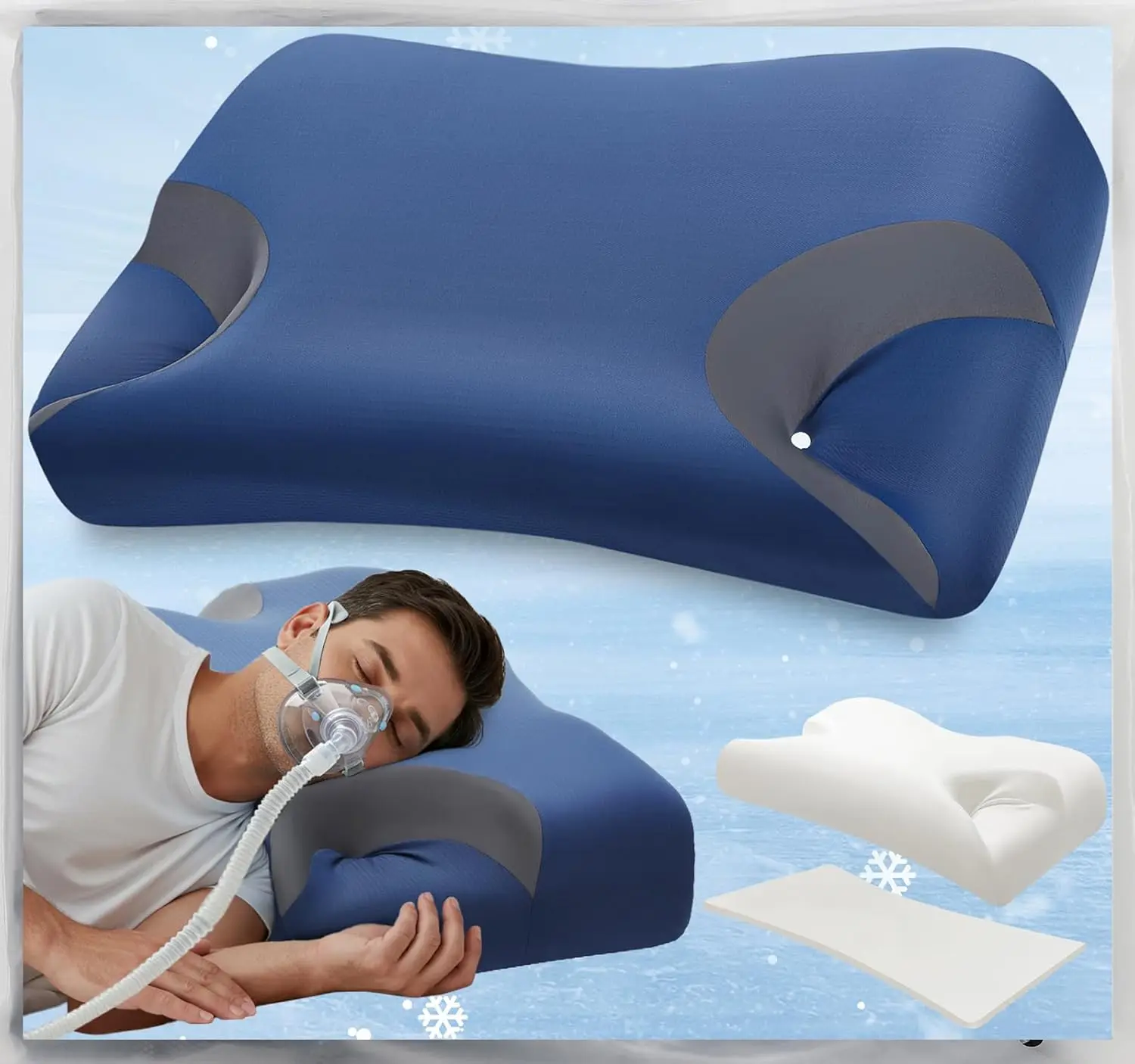 

CPAP Memory Foam Neck Support Pillow Cooling Pillowcase for Side Sleepers Relieves Neck Shoulder Pain Enhances Sleep Quality