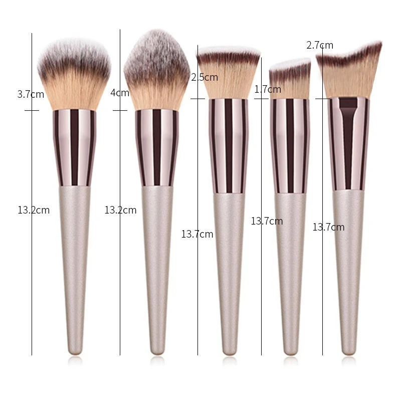 14 Pcs High Quality Soft Hair Wooden Handle Loose Powder Blush Complete Makeup Tool Set