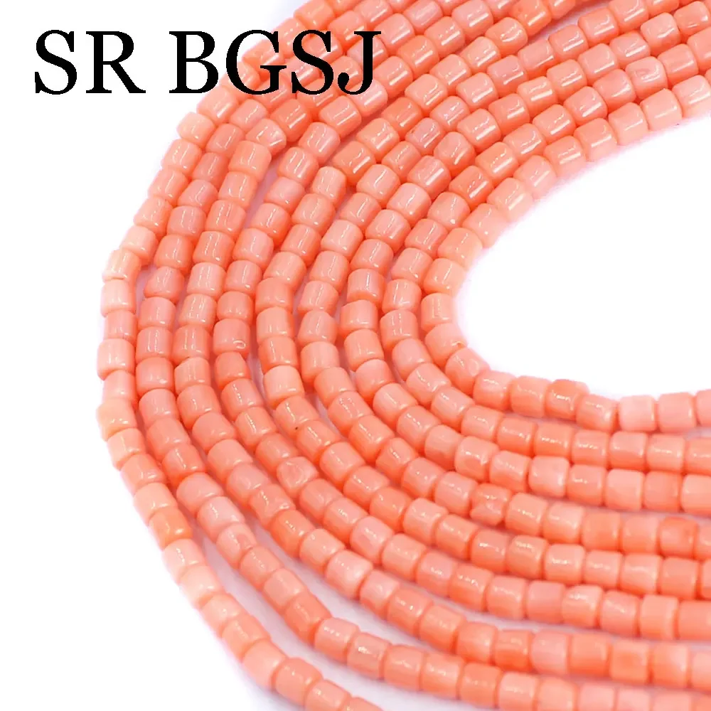 3x3mm Mini Column Orange Keshi Rondelle Drum Jewelry DIY Loose Genuine Natural Spacer Coral Beads 15\