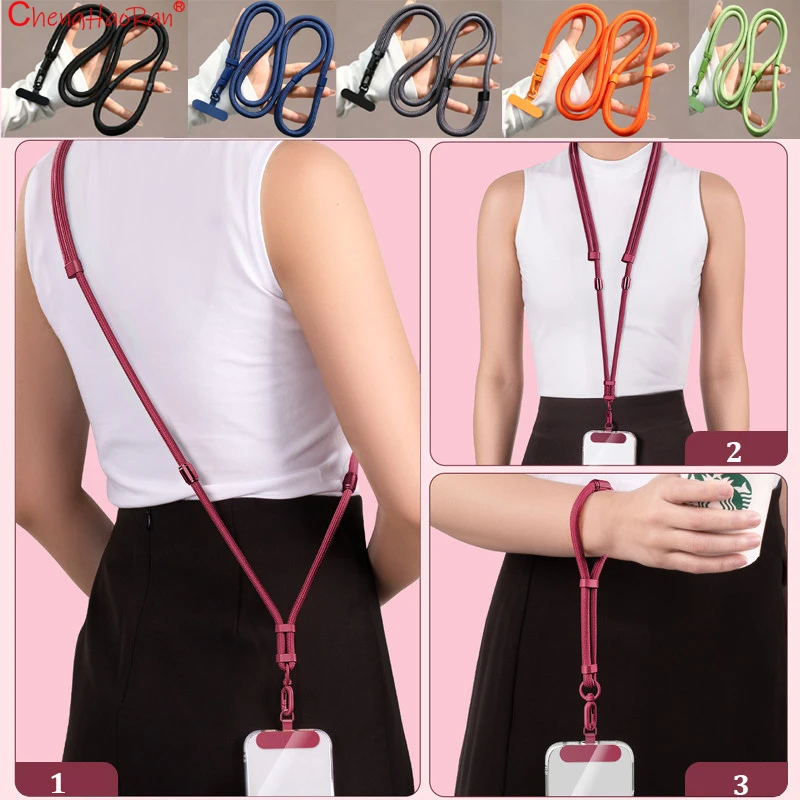

1PC Universal Adjustable Phone Lanyard Crossbody Necklace Strap Phone Case Long Hanging Rope with Clip Anti-Lost Durable Sturdy