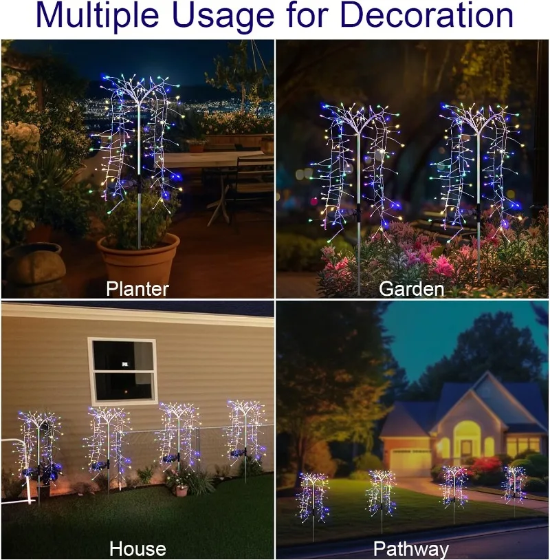 Imagem -03 - Led String Light para Exterior Solar Powered Willow Trees Lights Luzes Decorativas Modos de Iluminação Garden Terrace Path 100led