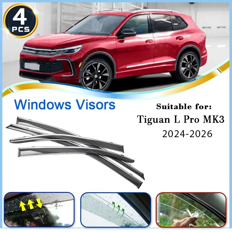 

Car Window Visors For Volkswagen VW Tiguan L Pro MK3 LWB 2024-2026 Accessories Deflector Windshields Weathershields Auto Tools