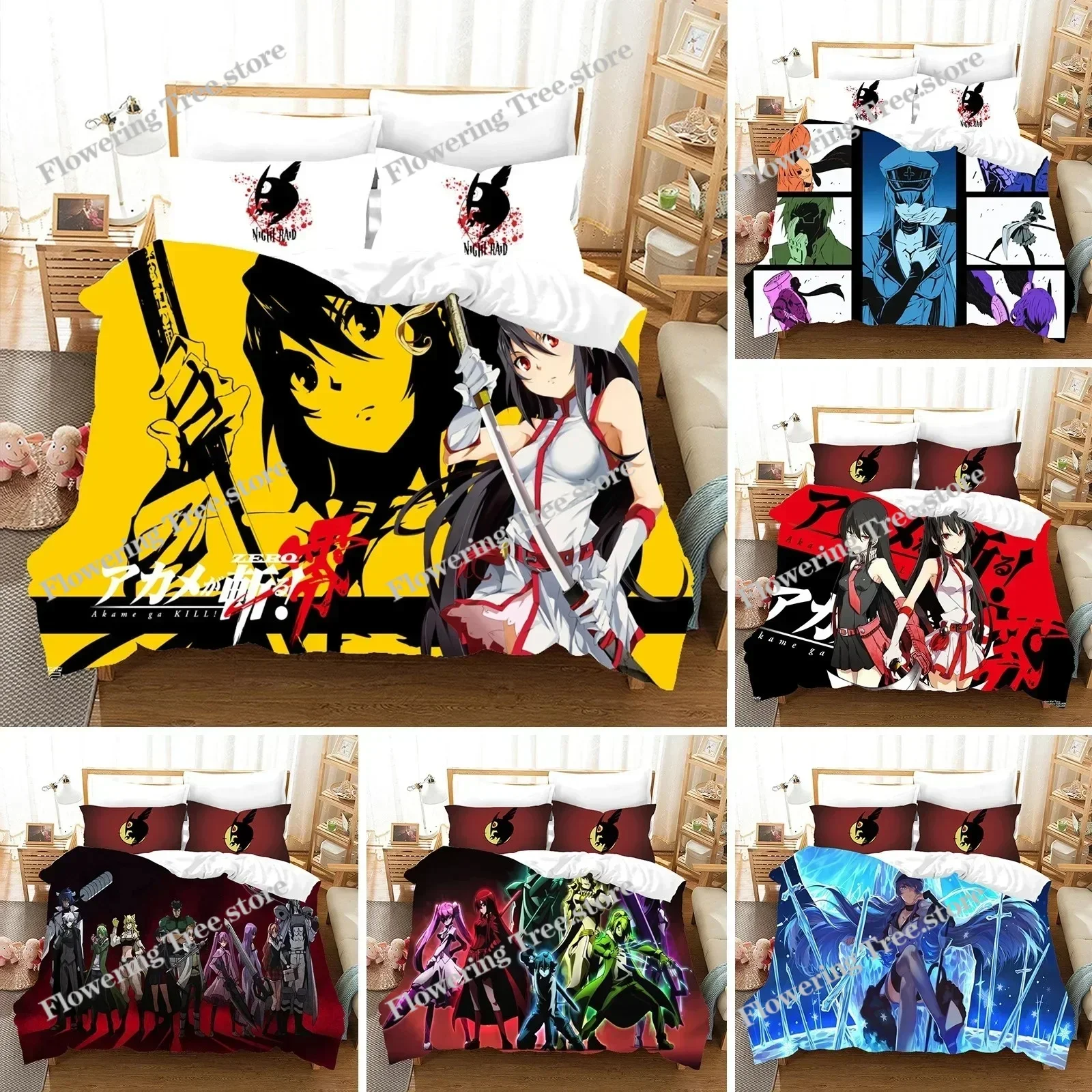 

Anime Akame ga KILL Bedding Set Duvet Cover Bedroom Comforter Covers Single Twin King Size Quilt Cover Home Textile