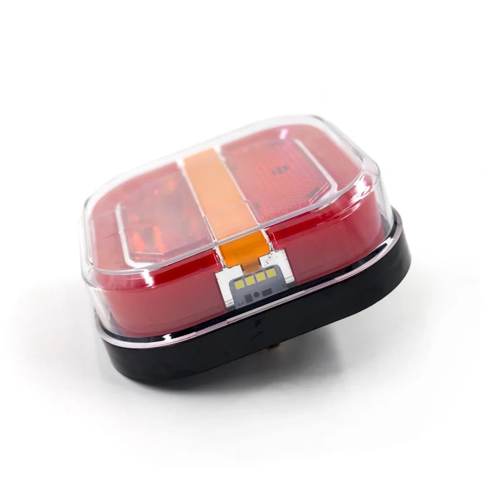 2 Stuks 12V-24V Vierkante 4Inch Led-achterlicht Licesen Plaat Achterlicht Richtingaanwijzer voor Trailer Bus Pickup Achter Links Rechts Remlicht